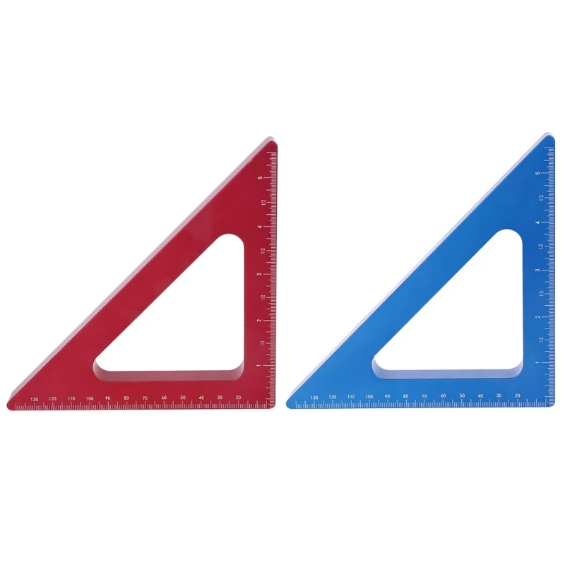 

45 Triangle Aluminum Alloy Square Inch Metric Carpenter Woodworking Angle Ruler 35ED