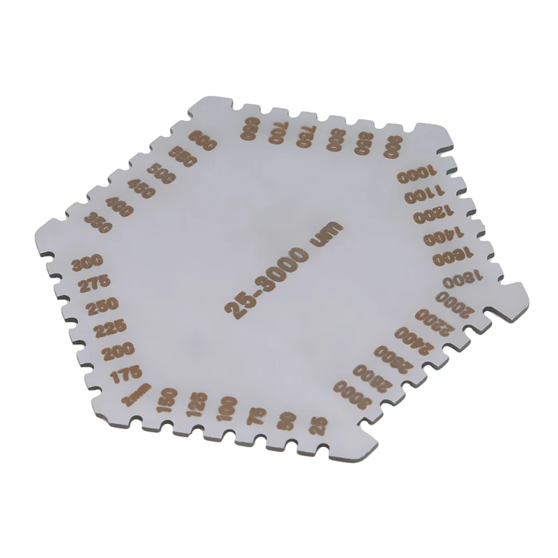 

High Precision Stainless Steel Hex Wet Film Comb Hexagon Paint Card Thickness Gauge With Pu Leather Case Paint Layer
