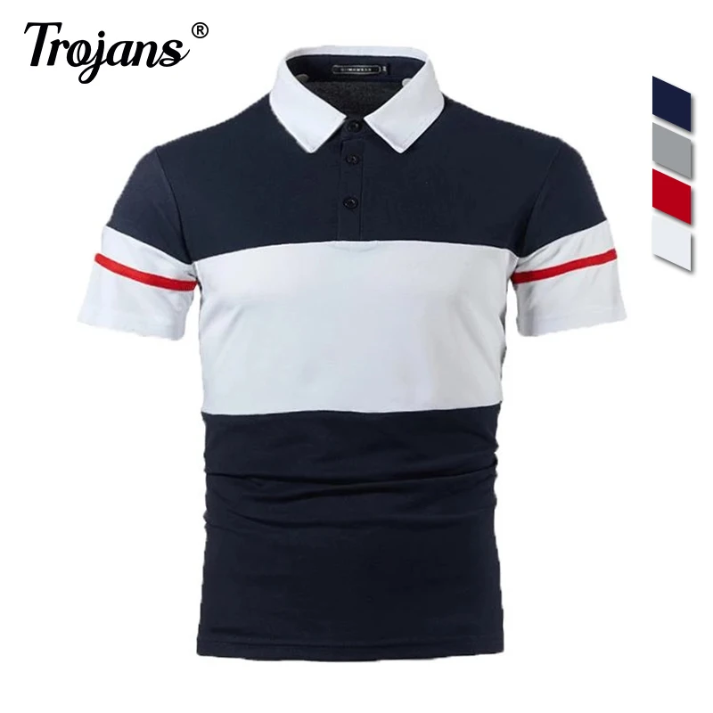 

Мужская рубашка-поло с коротким рукавом, летняя повседневная модная рубашка-поло контрастных цветов, 2021