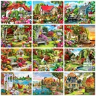 HUACAN полностью квадратная круглая дрель Алмазная вышивка пейзаж дом ремесло набор алмазная живопись сад ремесленный Декор для дома