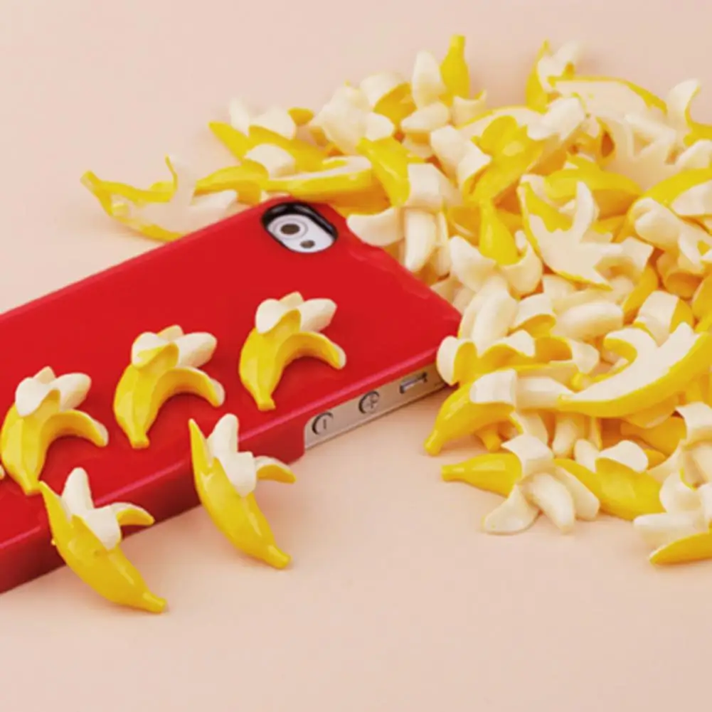 

5Pcs Delicate Dollhouse Decor Resin Miniature Food Fruit Banana Ornament for Mobile Phone Case Mobile Phone Case Accessories