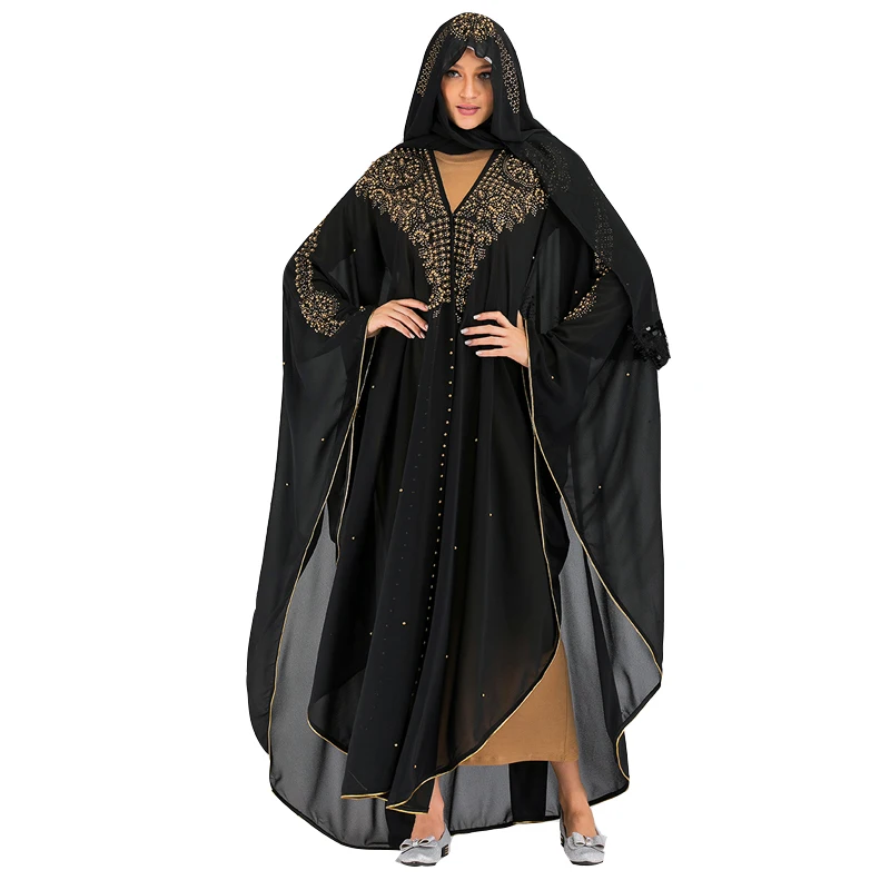 Black cardigan Открытый Дубай abaya кимоно кардиган турецкий хиджаб мусульманское платье исламское одежда для Женский Восточный халат Caftan халат Musulman Djelaba Femme - Цвет: Black cardigan