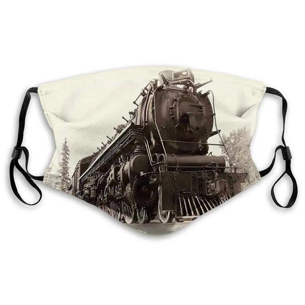 

Windproof Activated Carbon mask,Steam Engine,Antique Northern Express Train Canada Railways Photo Freight Machine Print,Black
