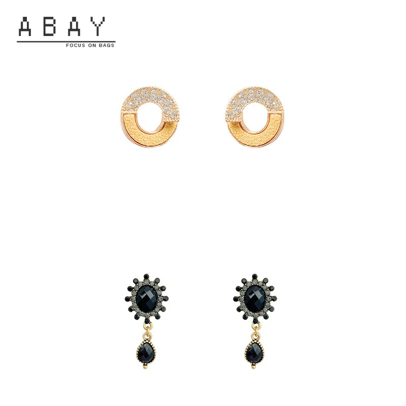 

S925 Silver Needle Black Large Zircon Earrings Women New Fashion Crisscross Simple Temperament Design Female Ear Pendant Trend