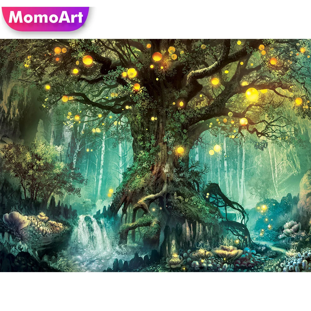 

MomoArt 5D DIY алмазная живопись дерево Новое поступление Алмазная мозаика вышивка пейзажа река наборы для вышивки крестиком искусство настенны...