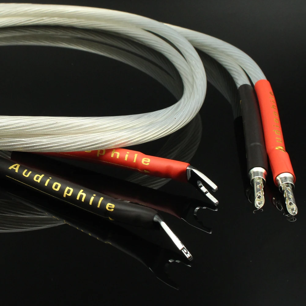 Пара 5NOCC Silver Core Audio Hifi Акустический кабель с серебристым банановым штекером или