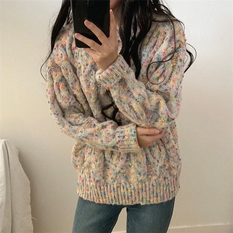 Gaganight шикарный корейский женский вязаный толстый свитер Повседневный свободный