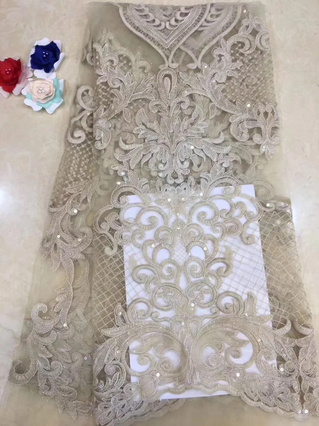 

2021 Quality guarantee 5 yards per lots different colours available fashionable water soluble guipure cord lace fabric D5