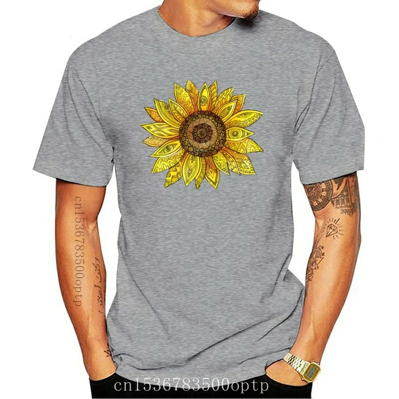 

New Casual Sunflower Men Top T-Shirts Dominant Summer Fall Short Sleeve All Cotton Tops Shirts Print Clothing Shirt
