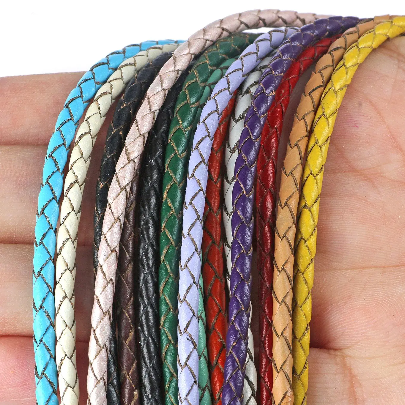 

2 Meters Round Leather Cords Threads 3/4/5/6mm Handcraft Braided Rope For Jewelry Making DIY Leather Bracelet Necklace String