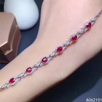 kjjeaxcmy fine jewelry s925 sterling silver inlaid natural ruby girl lovely hand bracelet support test chinese style with box