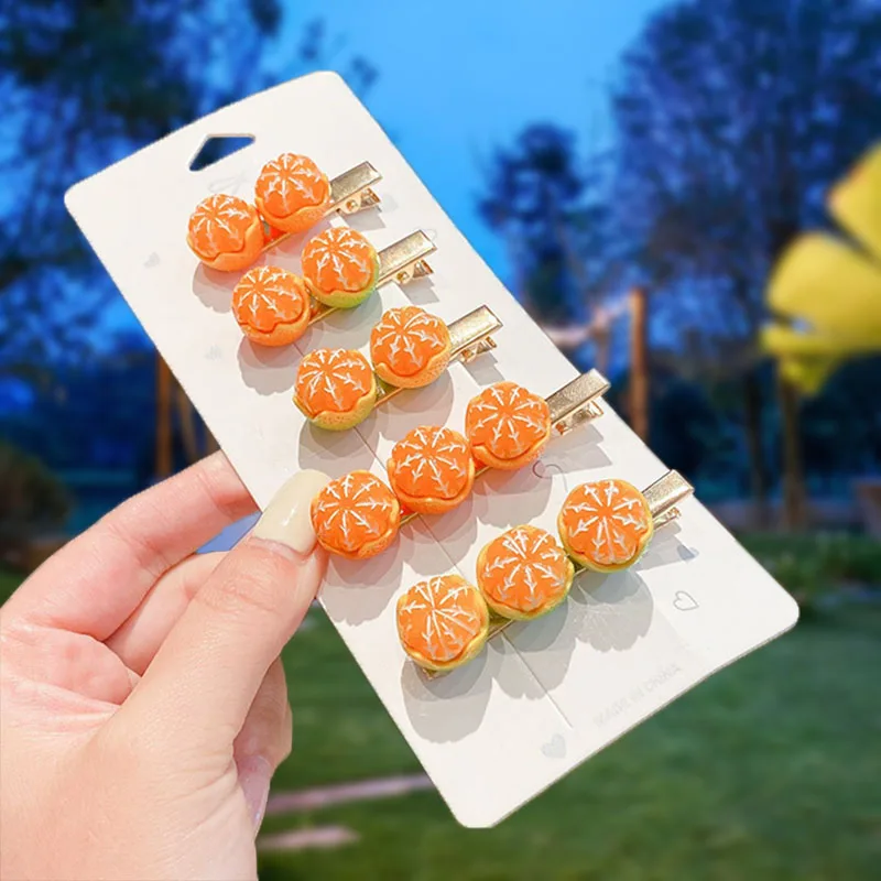 

Korean Cute Children Fruit Hair Clips Kawaii Orange Hairpins for Kids Girls Sweet Hair Accessories Women Headwear Headdress 2021