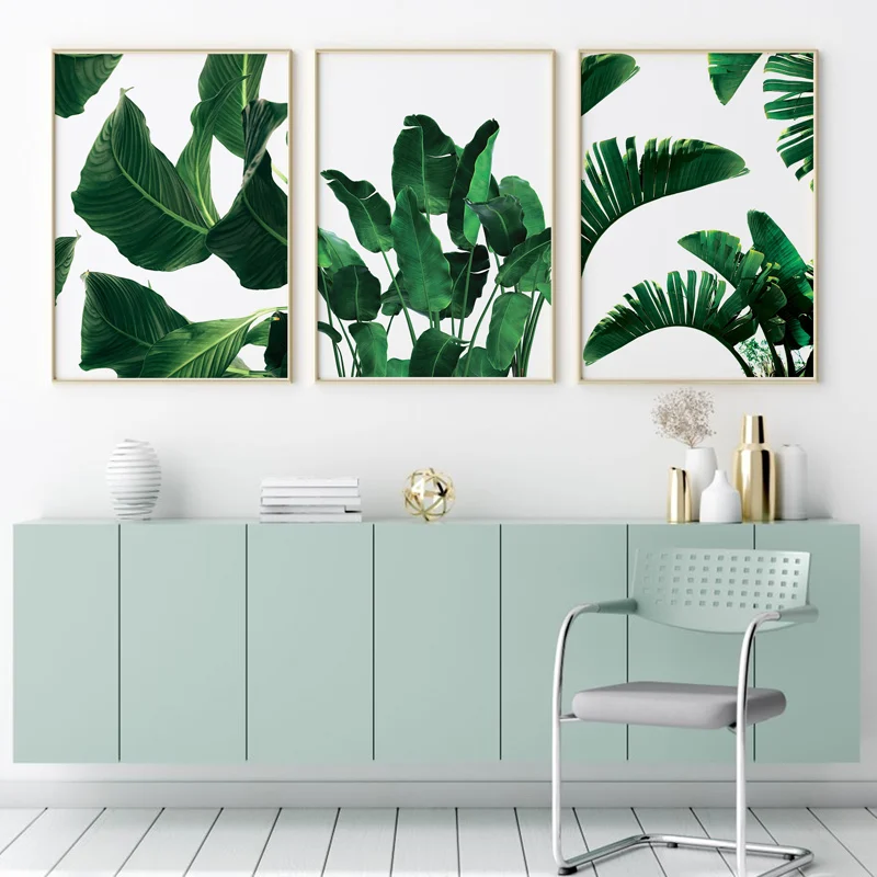 Настенные художественные Декоративные плакаты с принтом зеленых листьев