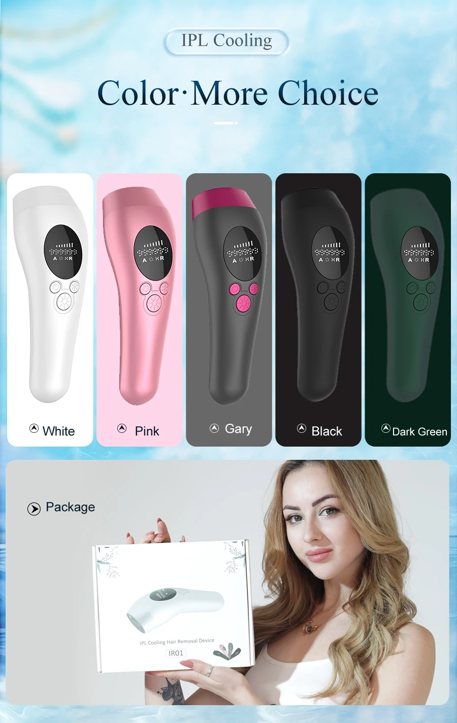 

999999 Flash IPL Epilator with Display Painless and Cold Body Electric Epilator Tool for Underarms