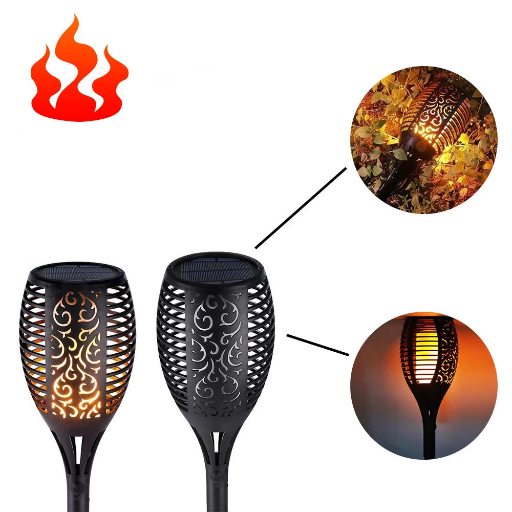 

LED Solar Flame Torch Fire Light Waterproof Light Landscape Lawn Lamp Decor Spotlight Night Lighting Patio Camping Fence Lamp