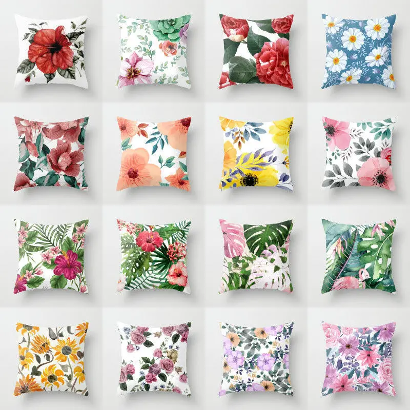 

Pastoral Country Flowers Multicolor Pillow Case Bedside Cushion Cover Sleeping Bedroom Decoration Flower Throw Pillows