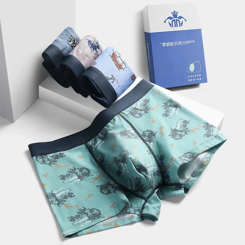 4pcs Boxer Shorts Underpants man Men's Panties Men Boxer Underwear Cotton for Male Couple Sexy Set Calecon Large Size Lot Soft