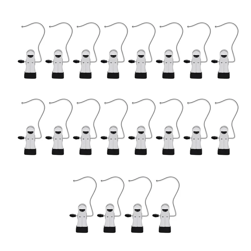

20 Pack Laundry Hooks with Clips,Portable Hanger,Stainless Steel Home Travel Hangers,for Bras,Shoes,Pants,Socks,Boot,Hat