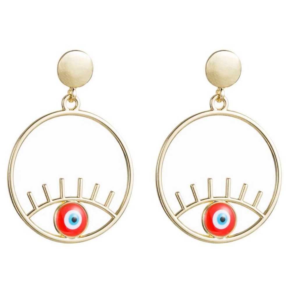 

1 Pair Blue Eye Big Statement Earring Punk Exaggerated Dripping Oil Turkish Eye Drop Earring Party Jewelry