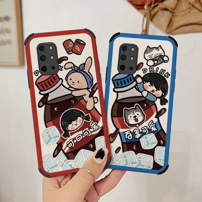 

Soda Girl Phone Case For Oneplus 9 9pro 8t 8 8pro Four Corners Stick Leather Cover