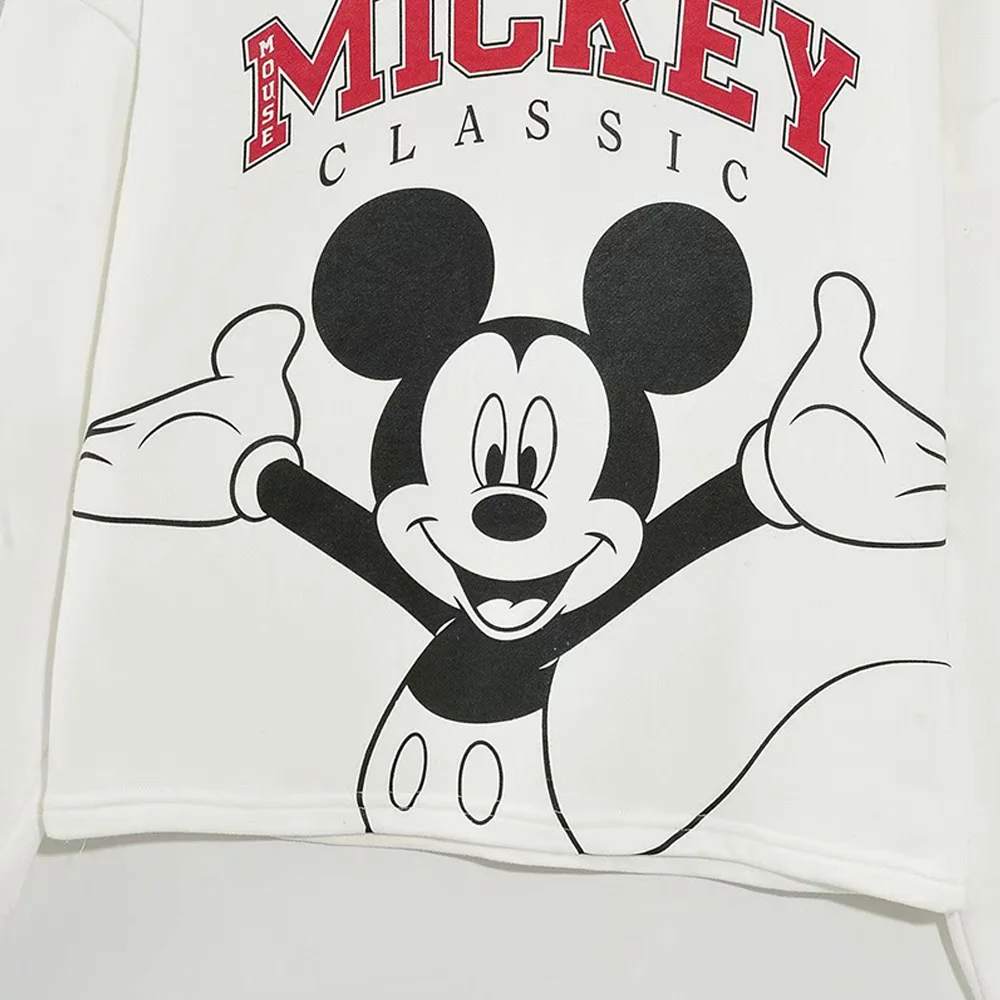 

Disney Sweatshirts Fashion Mickey Mouse Letter Cartoon Print O-Neck Pullover Casual Long Sleeve Women Harajuku Top Female Femmes