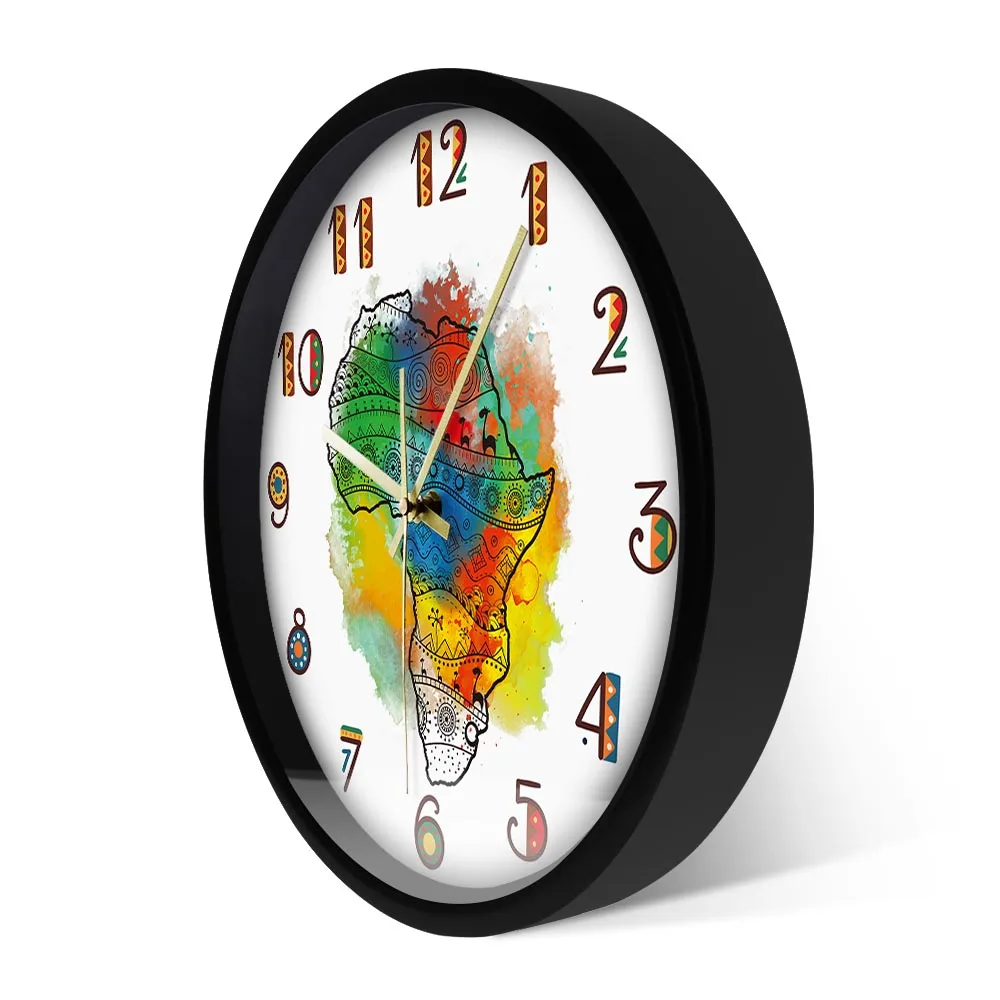 Текстурированная Карта Африки настенные часы современный дизайн бесшумные с