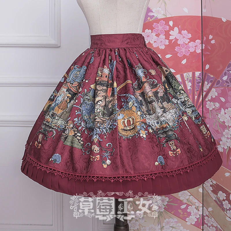 Короткая юбка Лолита Chipol's Fairytale Land ~ Милая с принтом Клубничная ведьма|Женские