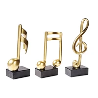 3pcs golden musical songs sound note figurine resin musical symbol statues handicraft piano ornament cabinet desktop decoration