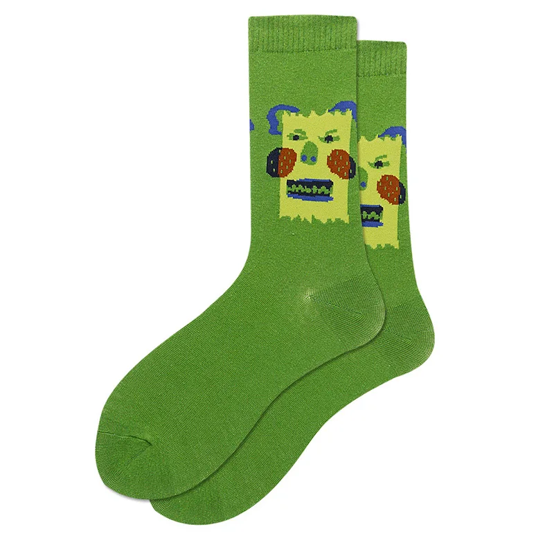 Green giant Мужские Короткие хлопковые носки для катания на коньках в стиле хип-хоп, веселые женские носки, новинка, зимние теплые носки для скейтборда, роскошные причудливые носки - Цвет: Green giant