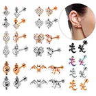 Внутренняя резьба Циркон Серьги с драгоценными камнями Монро 16G отверстие Изысканная серьга кости булавки с защитой от проколов украшения козелка бабочка Корона