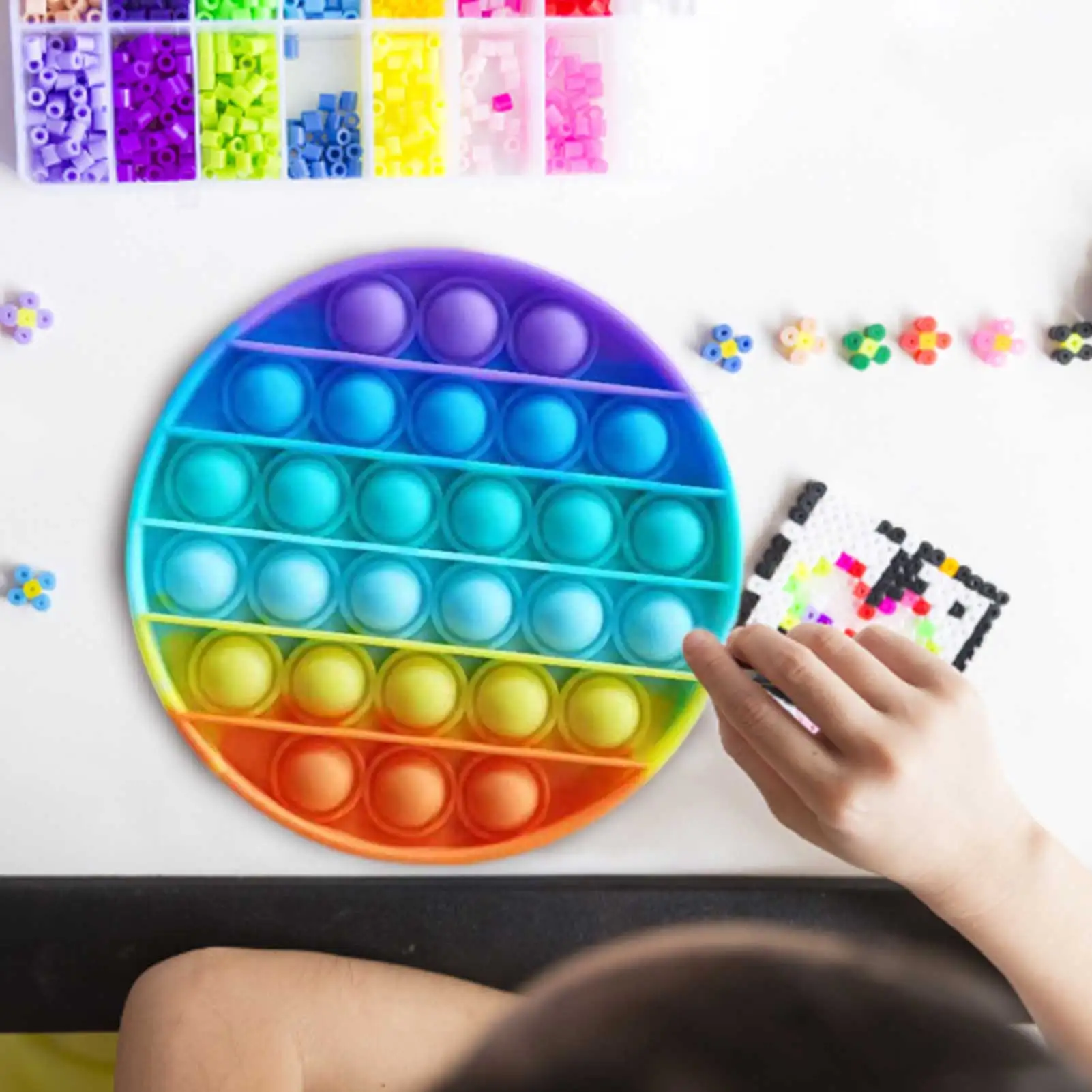 

Rainbow Push Pop Bubble Fidget Sensory Toy Autisim Special Needs Anti-stress Stress Relief Fidget Toys for Adult Children