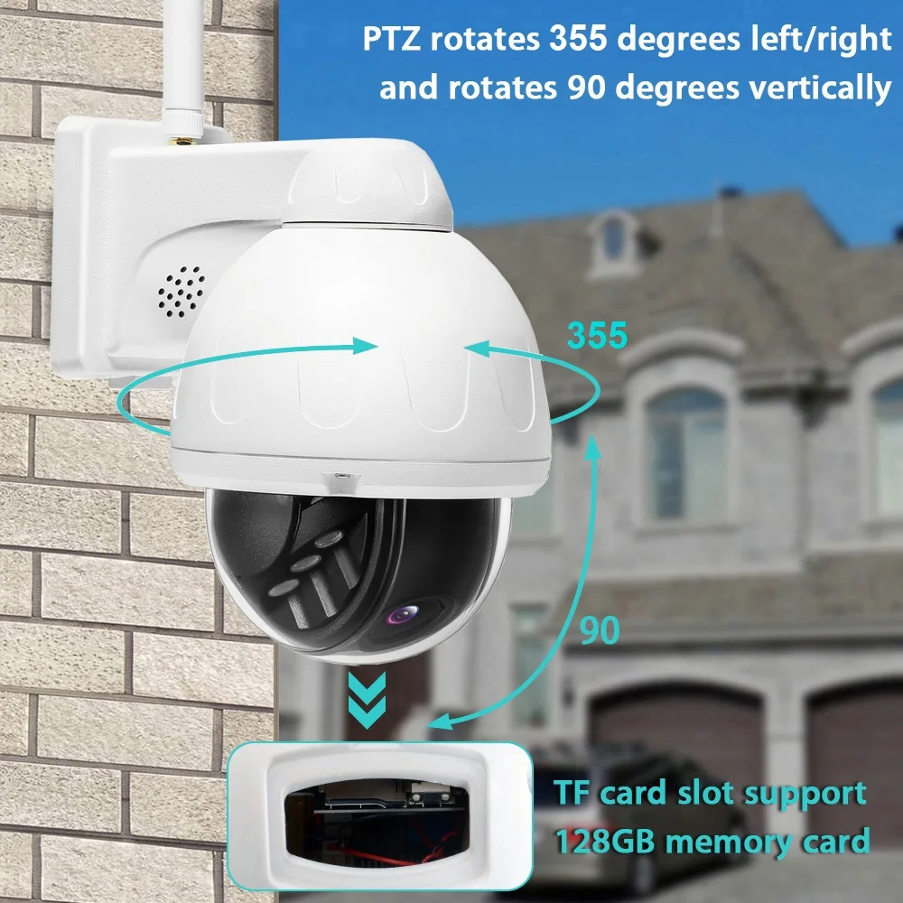 5MP WiFi PTZ ip камера видеонаблюдения с поддержкой Wi Камера 8X зум Беспроводной провода