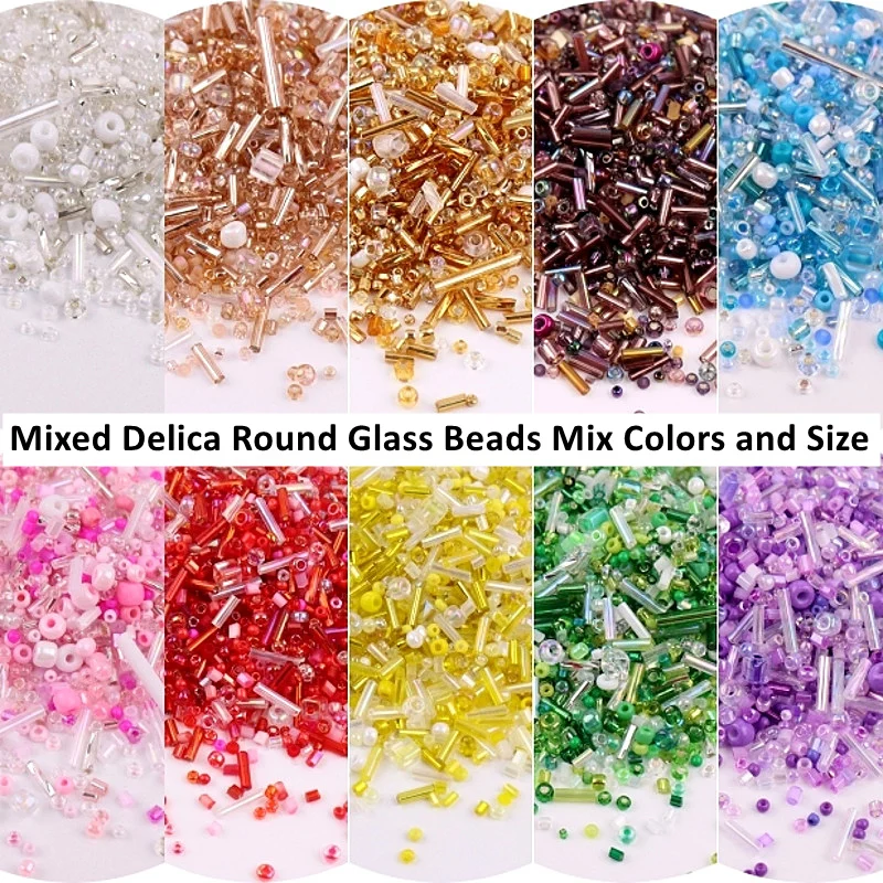 

500Pcs Mixed Colors Multi Size Glass Seed Beads Czech Spacer Bugles Bead Tube For DIY Handmade Craft Clothing Sewing Accessories