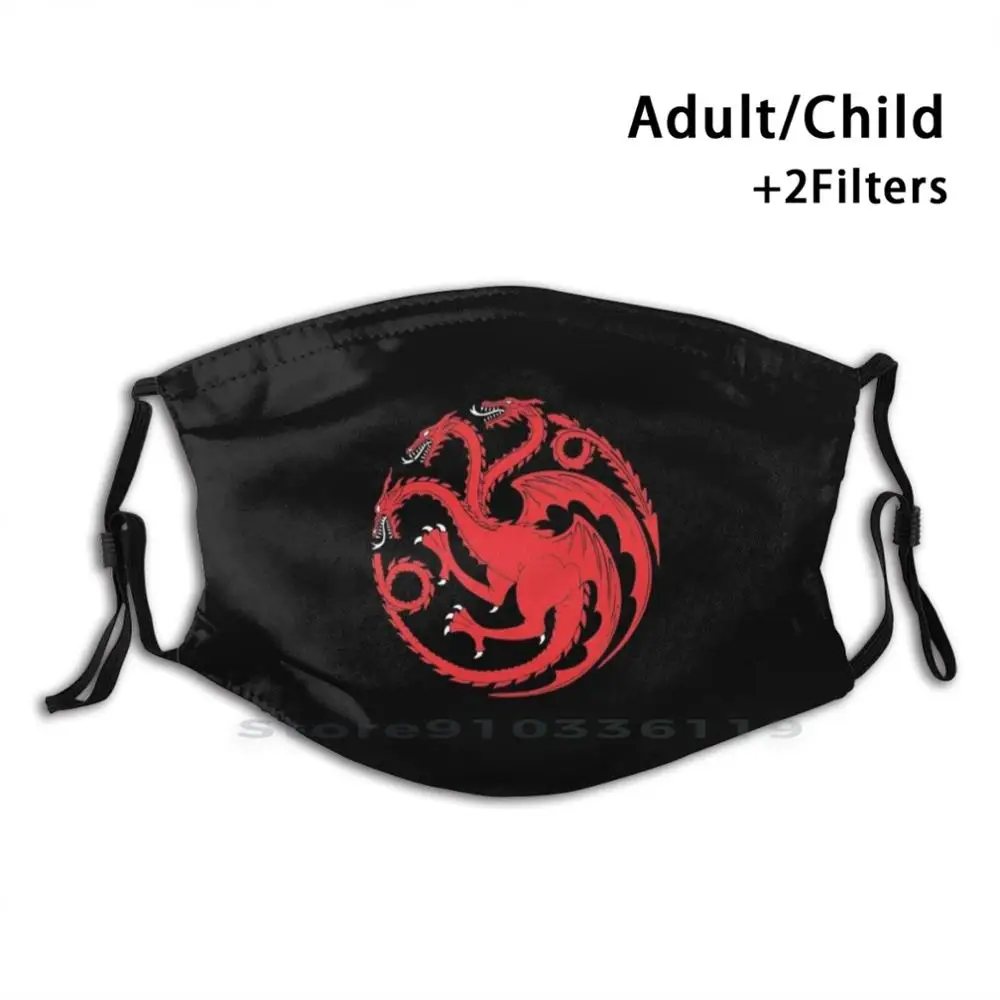 

The Dragon Kingdom Design Anti Dust Filter Washable Face Mask Kids Logo Emblem House Kingdom Throne King Leader Dragon