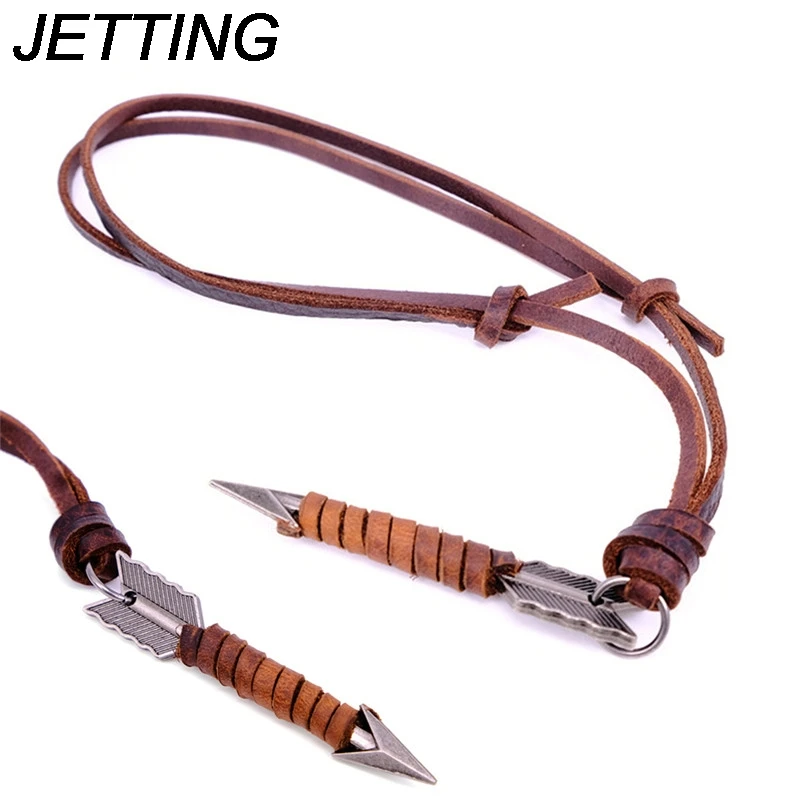 Модные мужские винтажные кожаные ожерелья в стиле панк с дикой стрелой подвески