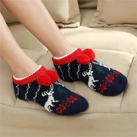 fuzzy warm soft non slip slipper socks thick bottom low side knit