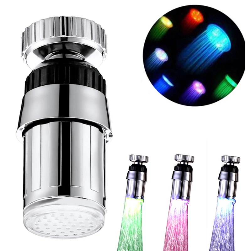 360 Rotatable LED Light Faucet Head Aerators Temperature Control 3 Colors Change RGB Glow Water Tap Nozzle For Kitchen Bathroom |