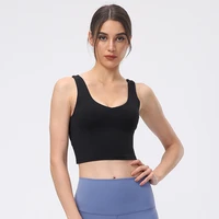womens back crossover fitness sports bra v neck padded medium support yoga bras anti sweat gym running workout tank tops