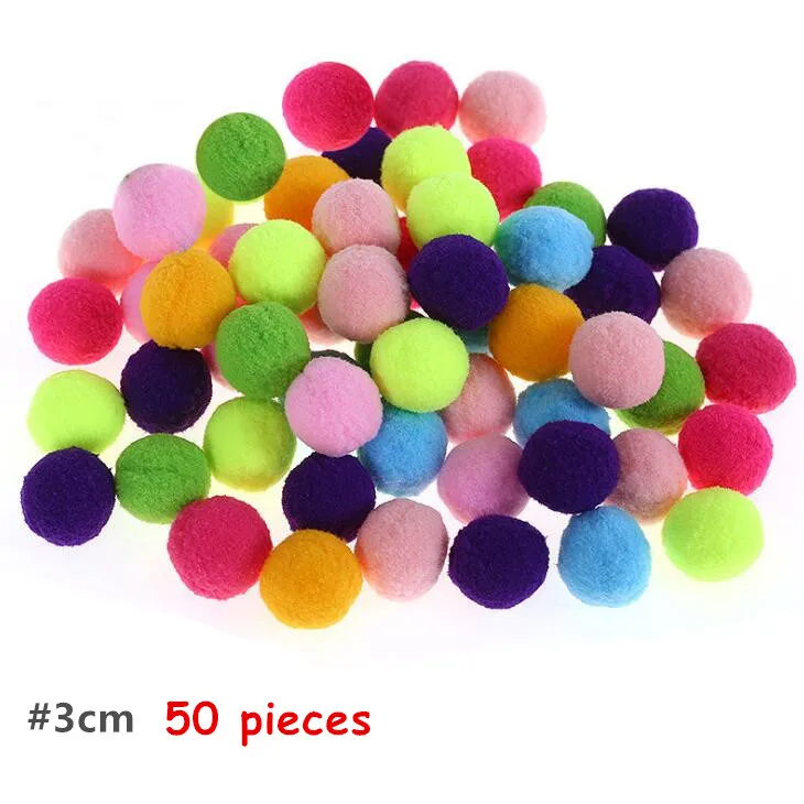 BS94-3cm-50pcs 1 1,5 2 2,5 3 см большой средний маленький цветной шерстяной шар для мальчиков и девочек Игрушки для детского сада ручной работы материалы плюшевая палочка помпоны BS94 - Цвет: BS94-3cm-50pcs
