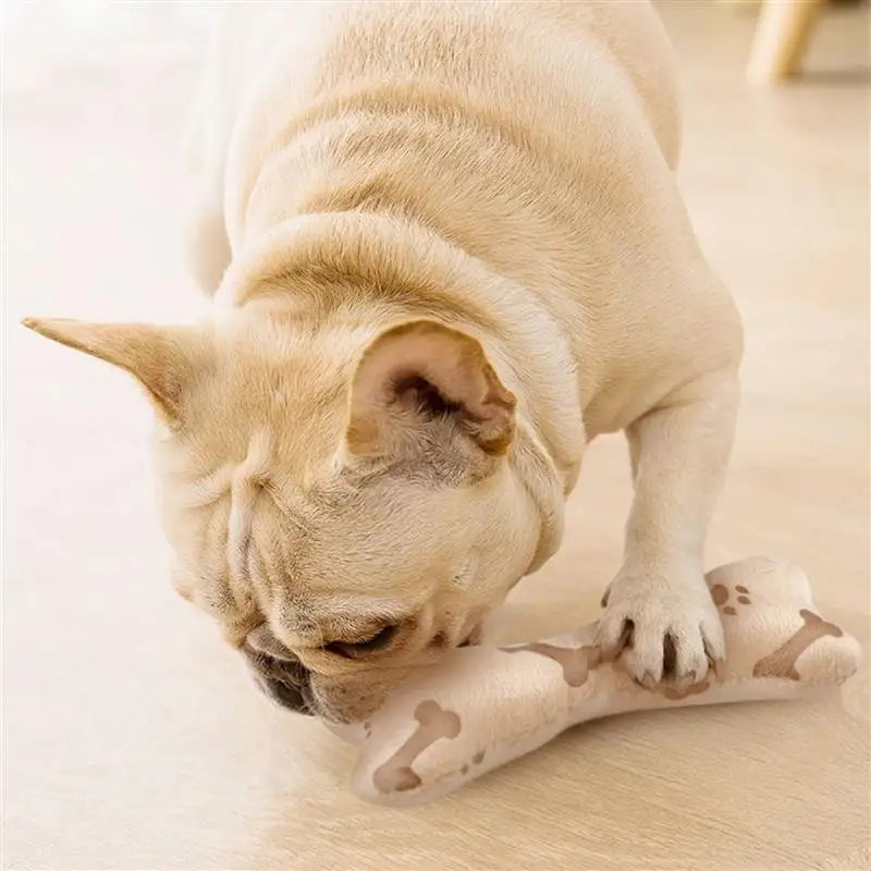 

6X Bone Dog Toy Pet Bite Resistant Plush Puppy Squeaky Toy Squeaky Sound Funny Toy for Dogs Molar Chew Toys Random Color
