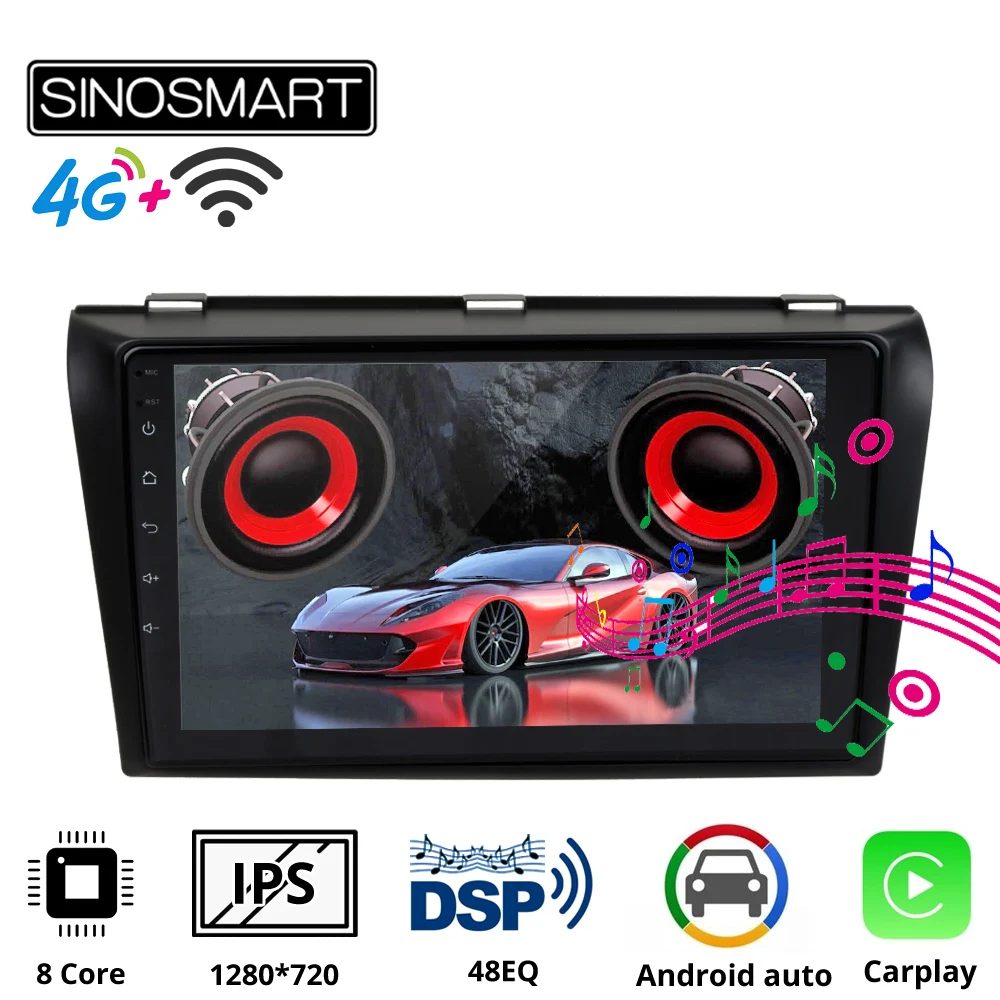 Sinosmart 8 ядерный DSP 48EQ автомобильный навигатор радио для Mazda 3 2002 2008 GPS Поддержка BOSE