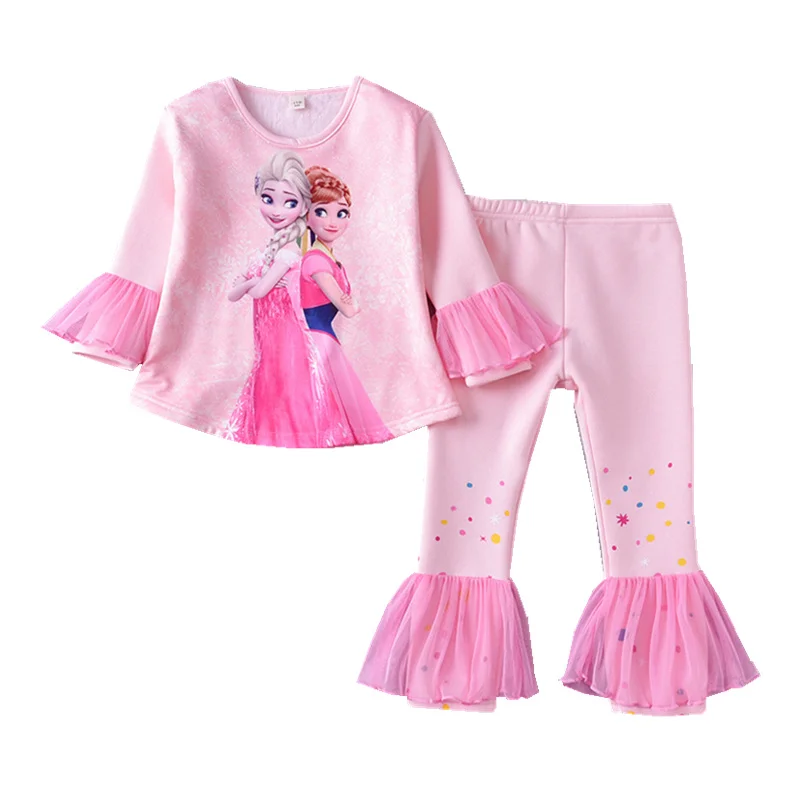 Осенне-зимний пижамный комплект с длинными рукавами для девочек теплый