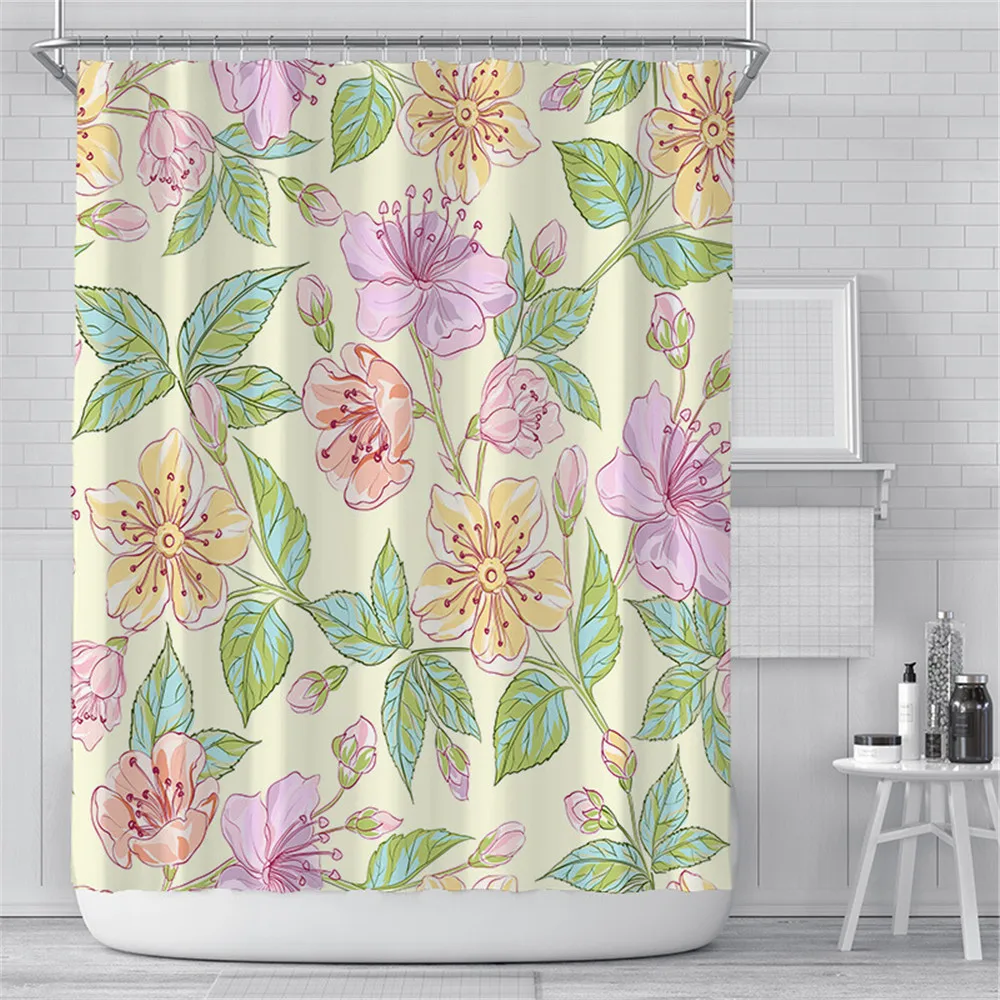 

Flower and Birds Tree Shower Curtains Bath Curtain Waterproof Bathroom Decor With Hooks 3d Printing Bath Curtain