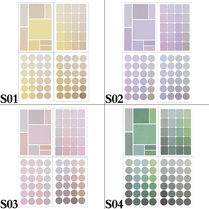 

4sheets Natural Color Series Sticker Decorative Diary Scrapbooking DIY Note Paper Sticker Index Flakes Stationary Accessories 7z