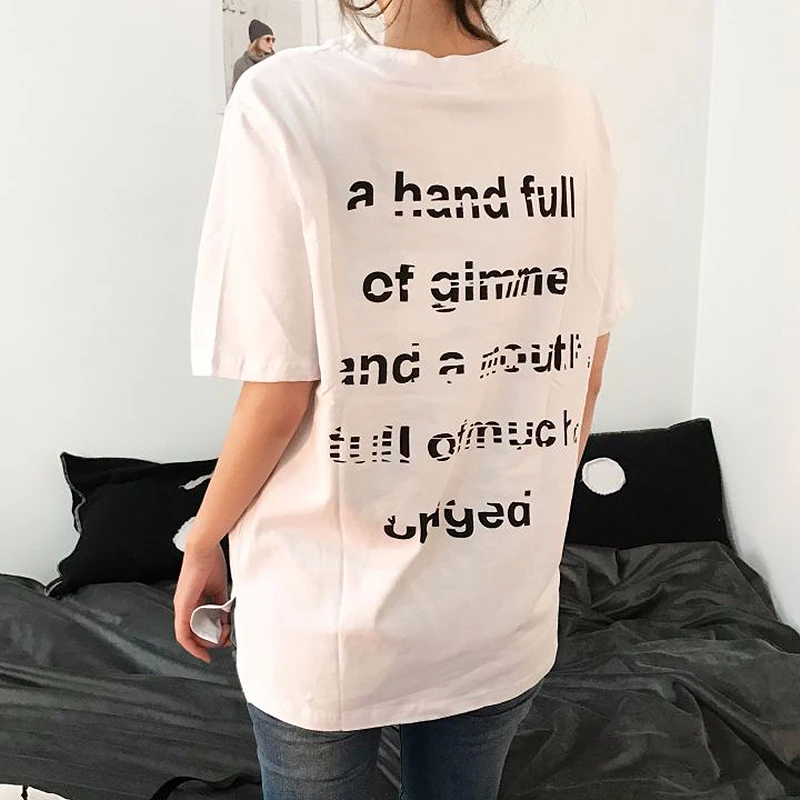 Женский пуловер с круглым вырезом GALCAUR Белый Свободный короткими рукавами и