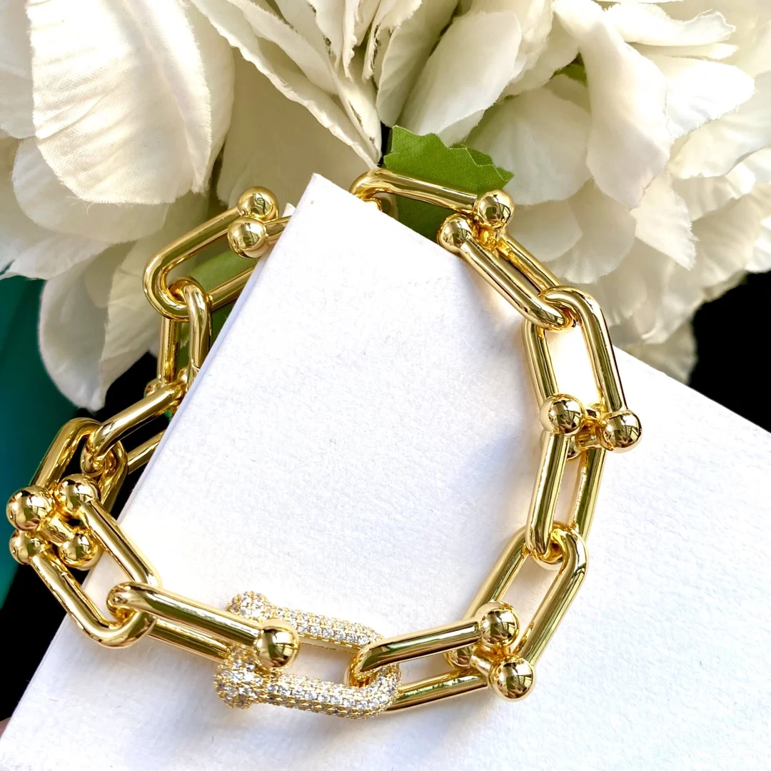 

Original LOGO 1:1 TIF Golden Shining Horseshoe Joint U Bracelet High-quality Luxury Jewelry Classic Fashion Brand Women's Gift