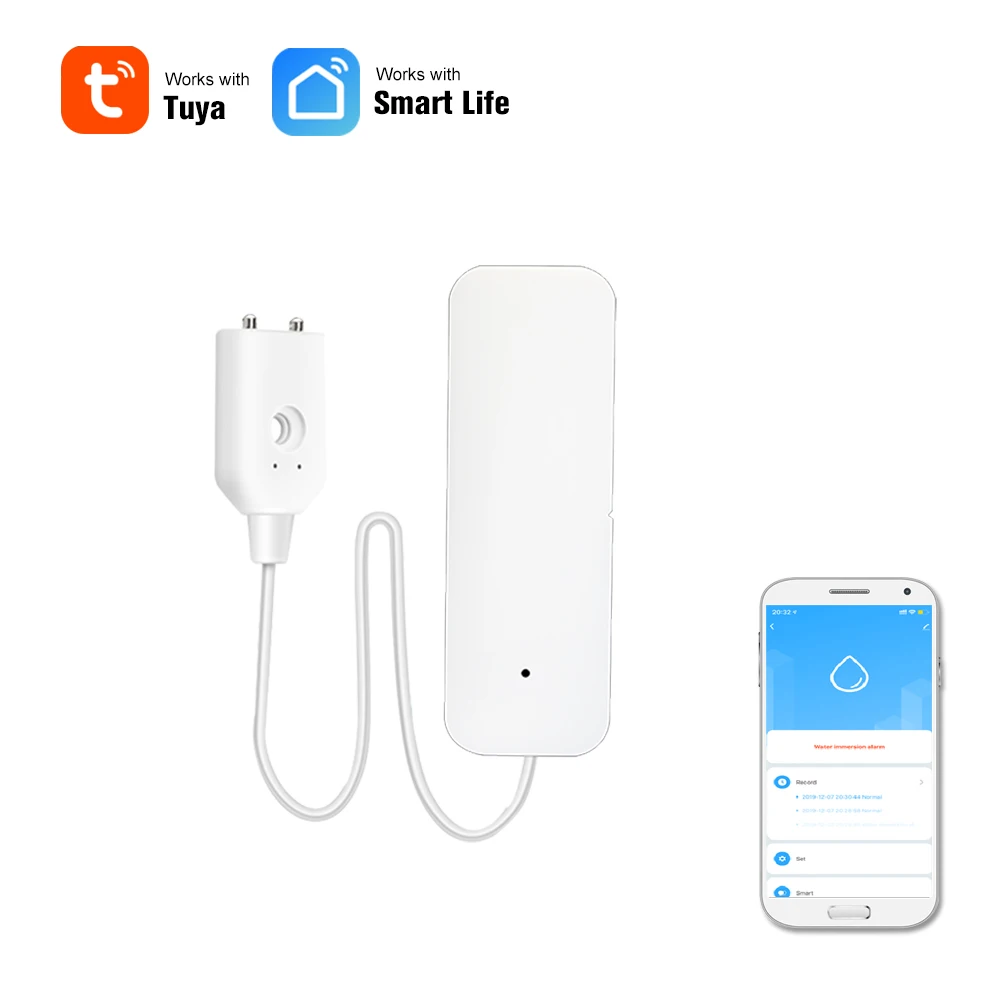 Wi-Fi датчик утечки воды детектор оповещение о превышении уровня сигнализация Tuya