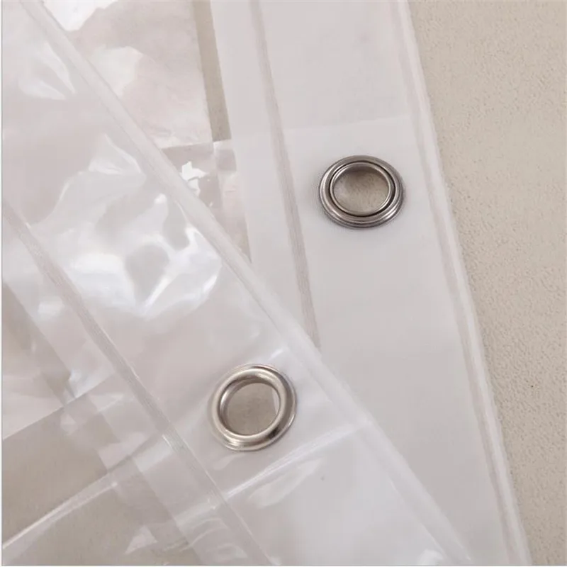 

White Transparent Shower Curtains Grid Thick Polyester Fabric 180x180 Hotel Bathroom Curtain with Hooks Elegant Home Decorations
