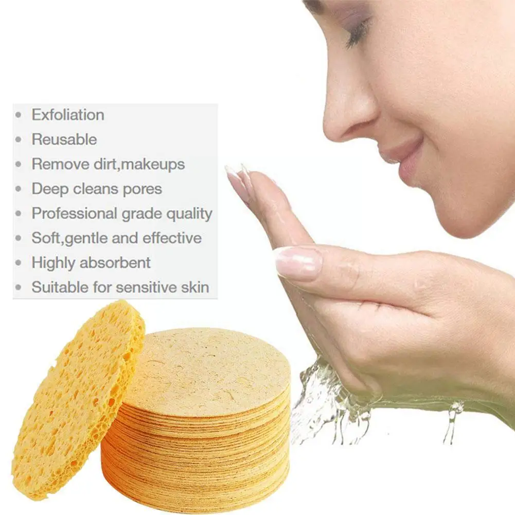 Спонж целлюлозный для ухода за лицом 5 шт. натуральная древесная масса | Красота и