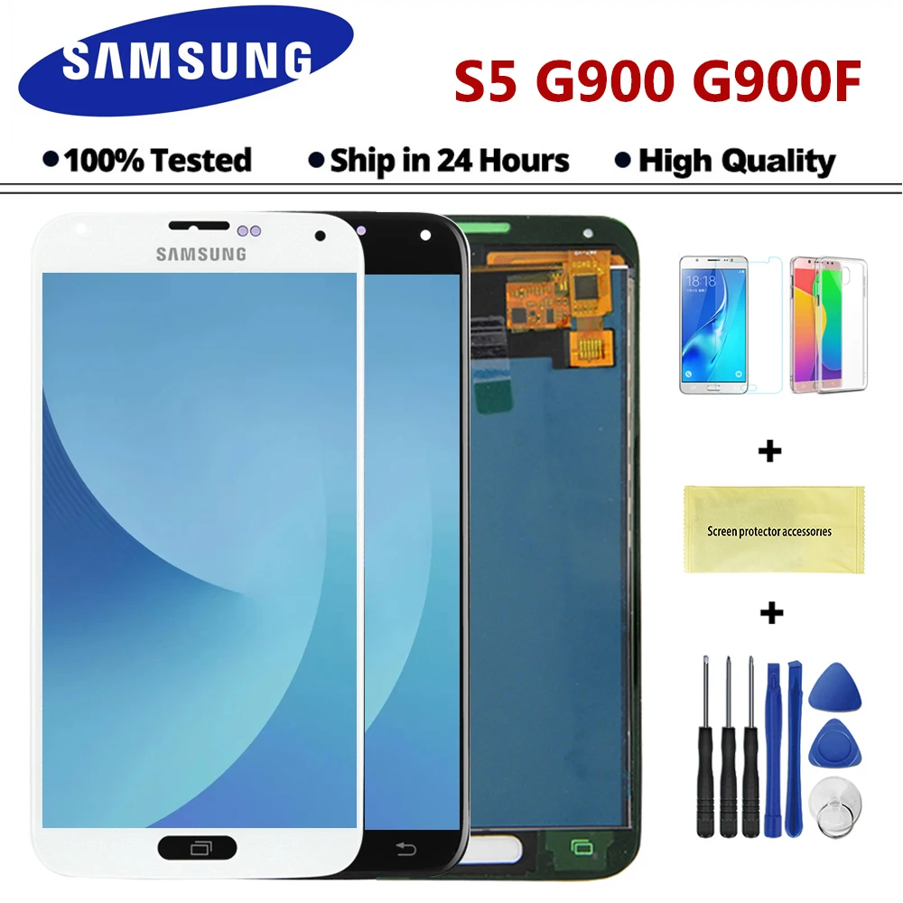 Тест ЖК для samsung Galaxy 4G S5 i9600 G900 G900M G900F ЖК-дисплей кодирующий преобразователь сенсорного экрана в сборе(не совместим G900H